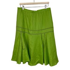 Lino USA Women's Size Large Lime Green Linen Lace‎ Detail Boho Skirt NWT